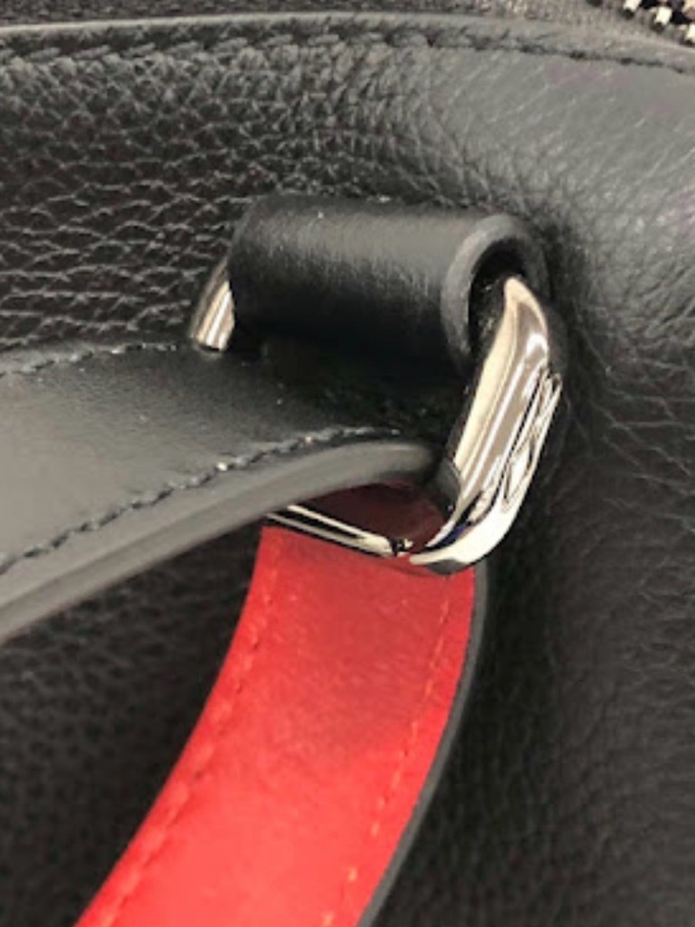 Christian Louboutin Black Leather Benech Reporter Bag with Red Strap - Picture 8 of 9